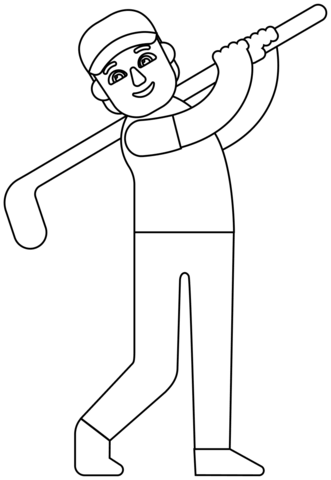 Man Golfing Emoji Coloring Page